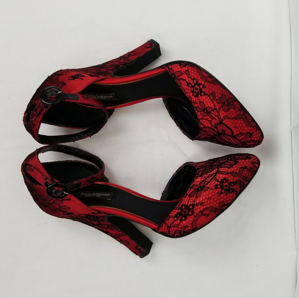 Dolce Gabbana Satin Ankle Strap Heels Pumps 38 - Picture 3 of 6